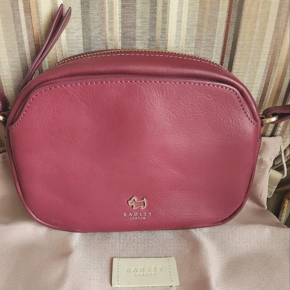 Radley London Pink Leather Crossbody Camera Bag  7' X 5' inches